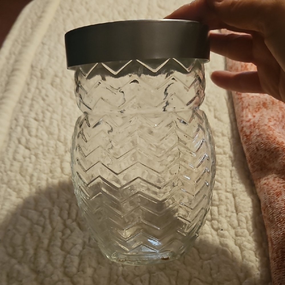Elegant Owl Glass Container with Metallic Lid - Picture 2 of 4